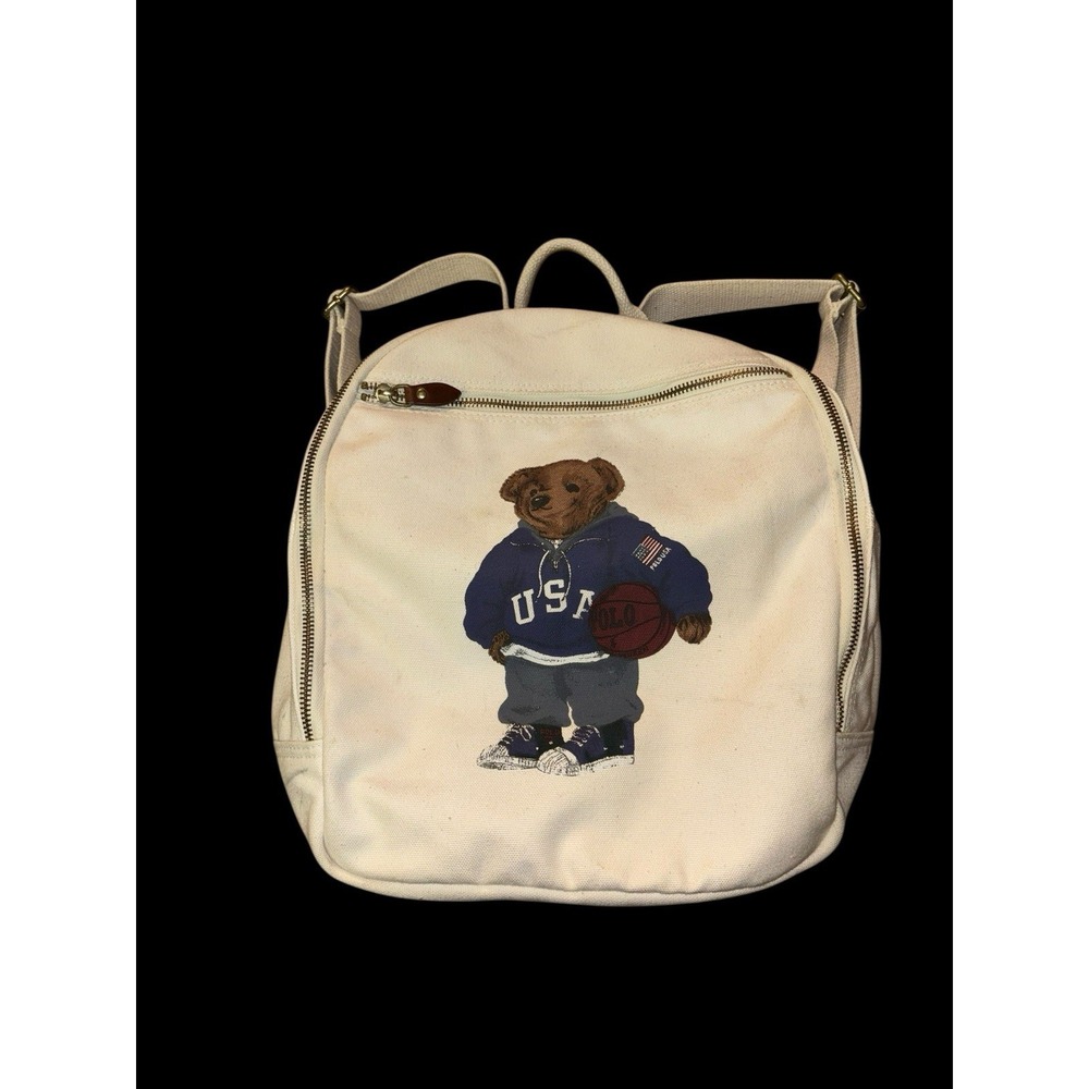 Ralph Lauren Polo Ralph Lauren Bear Backpack Bear Basketball Canvas Bag 14x11x6